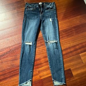 Sneak peek dark blue mid rise jeans